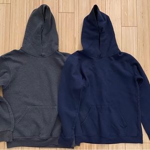 2 big kid hoodies size L Russel and Hanes